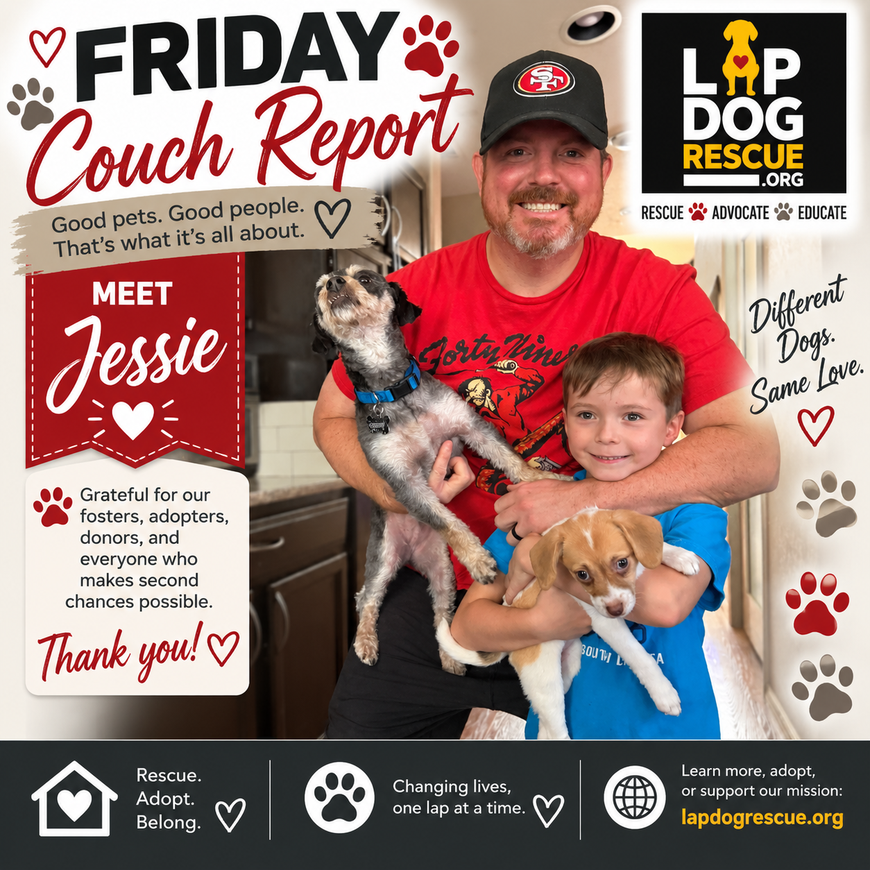 Friday Couch Report celebrating Jessie's adoption